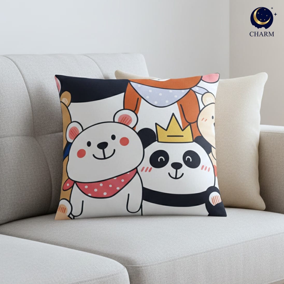 หมอนอิง CHARM 20.5X20.5 นิ้ว ลาย FAMILY BEAR_1